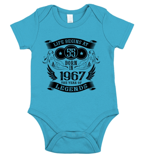 Life begins at 55 Vintage 1967 Birthday Vintage Short Sleeve Baby One-Piece