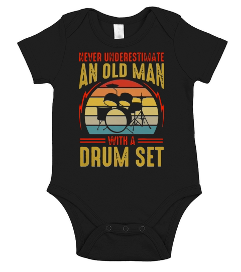 Never underestimate an old man with a drum set vintage shirt Short Sleeve Baby One-Piece