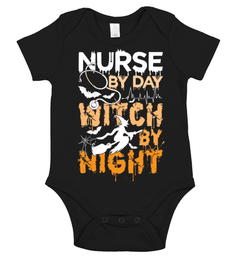 Nurse By Day Witch By Night Mens WomenS Funny Hal Short Sleeve Baby One-Piece