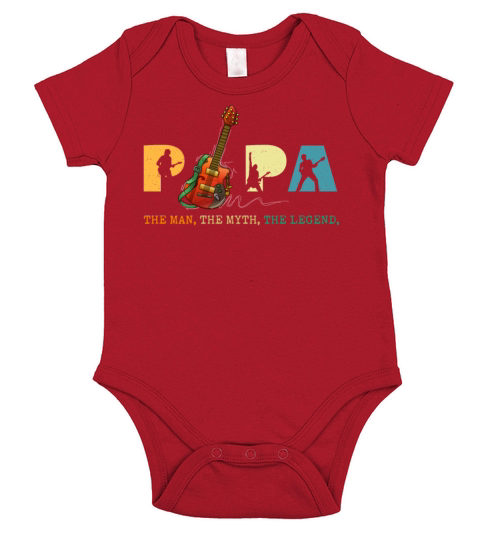 Papa The Man The Myth The Legend Guitar Short Sleeve Baby One-Piece
