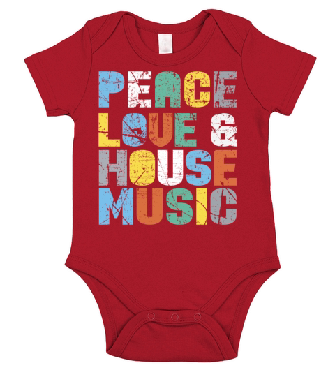 Peace Love House Music Vintage design Short Sleeve Baby One-Piece