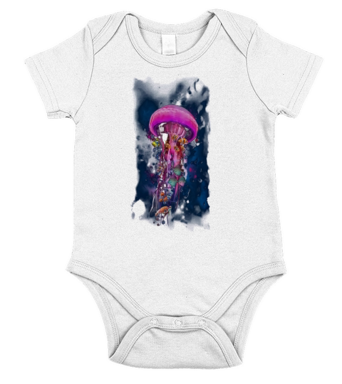 Pink electric jellyfish world Short Sleeve Baby One-Piece