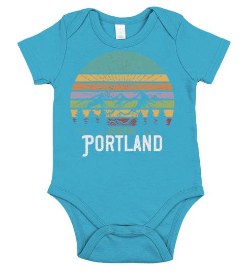 Portland Oregon Vintage Retro Mountain 70S 80S S Short Sleeve Baby One-Piece