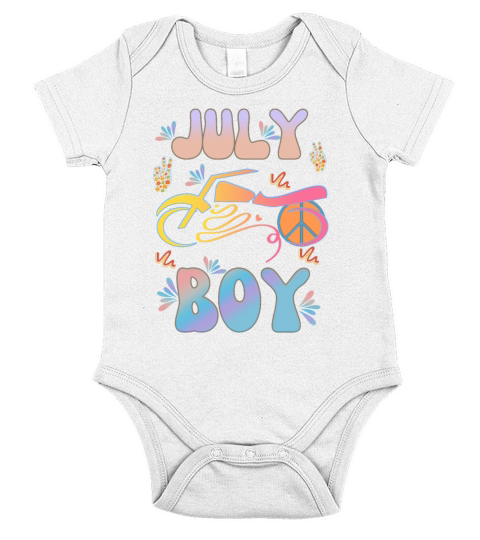 Retro July Boy Vintage Design Short Sleeve Baby One-Piece