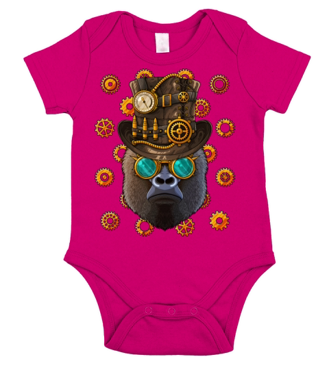 Steampunk Gorilla Medieval Victorian Steam Powered Short Sleeve Baby One-Piece