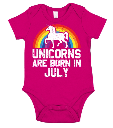 Unicorns Are Born In July Shirt Birthday Month Short Sleeve Baby One-Piece