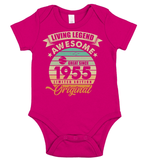 Vintaga 1955 Birthday Short Sleeve Baby One-Piece