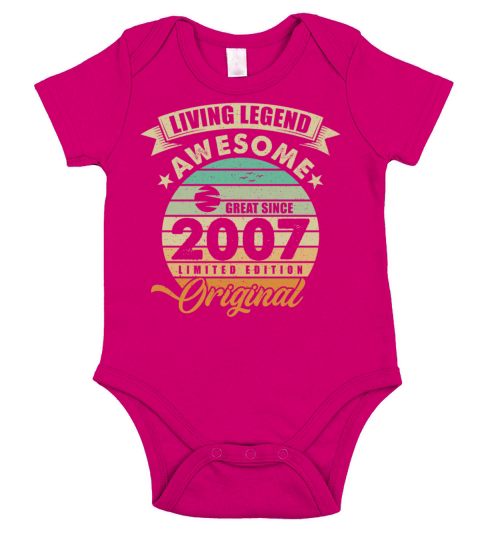 Vintaga 2007 Birthday Short Sleeve Baby One-Piece