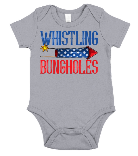 Whistling Bungholes Firework 4th of July Short Sleeve Baby One-Piece