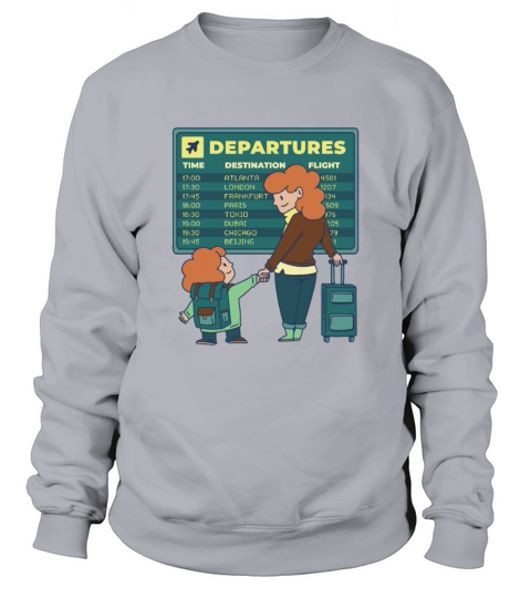 Airport Departures Flight Mom and Son traveling Ai Sweatshirt Unisex