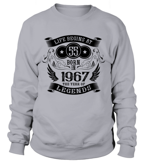 Life begins at 55 Vintage 1967 Birthday Vintage Sweatshirt Unisex