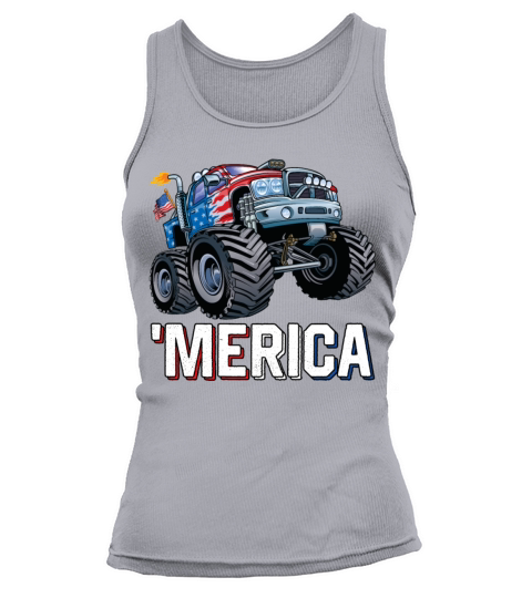 Monster Truck USA Flag Merica Patriotic Boys Men 4 Tank top Woman
