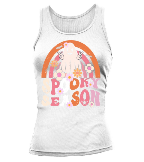 Retro Hippie Halloween Cute Ghost Spooky Season Tank top Woman