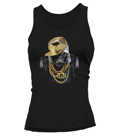 T-Shirt, Rapper Gorilla in Gold Chain and Cap, Hip Hop Style Tank top Woman