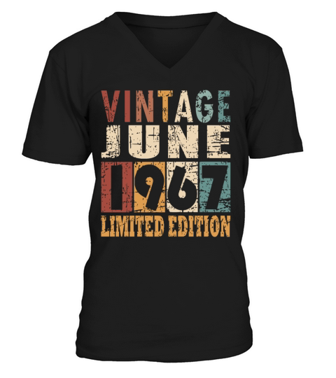 1967 vintage born in June gift V-Neck T-shirt