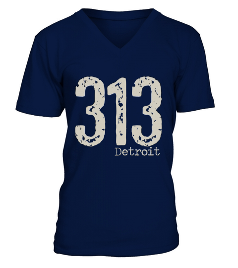 313 Detroit Area Code T-Shirt Distressed Vintage Tee V-Neck T-shirt