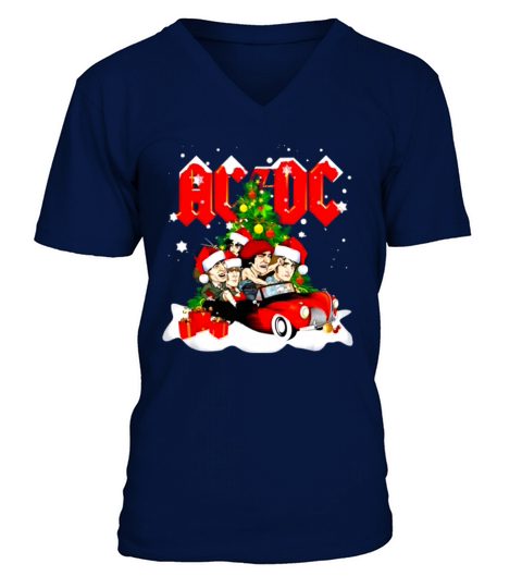 ACDC driving car Christmas tree shirt V-Neck T-shirt