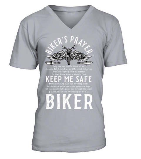 Bikers Prayer Vintage Motorcycle Motorcycling V-Neck T-shirt