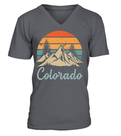 Colorado Retro Vintage Mountain Sunset Outdoors Wi V-Neck T-shirt