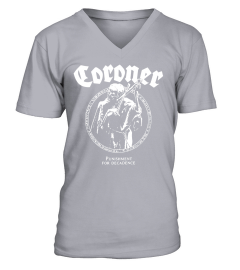 CORONER Punishment for Decadence Metal Band T-Shirt V-Neck T-shirt
