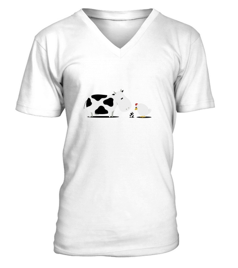 cow and chicken V-Neck T-shirt