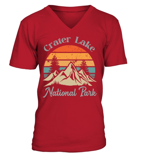 Crater Lake National Park Retro Vintage Mountain S V-Neck T-shirt