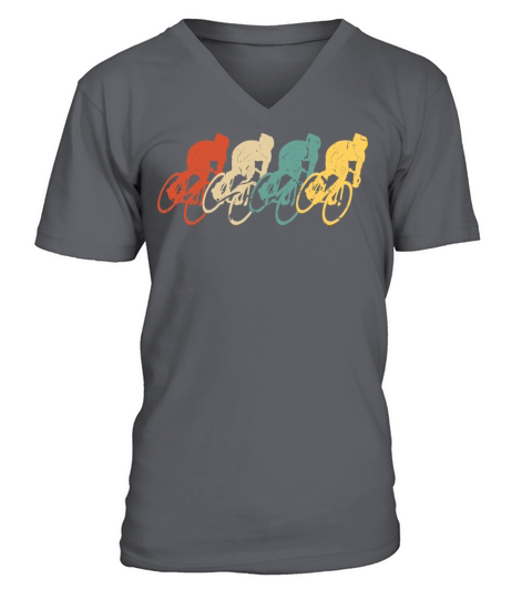 Cycling Vintage Retro 70s 80s Bicycle Cyclist V-Neck T-shirt