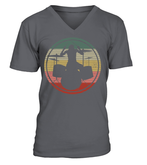 Drummer Drum Set Retro Vintage V-Neck T-shirt