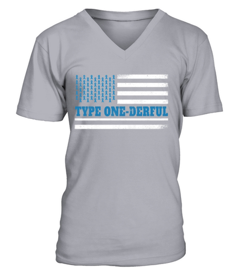 Flag November Type 1 Diabetes Awareness Month V-Neck T-shirt