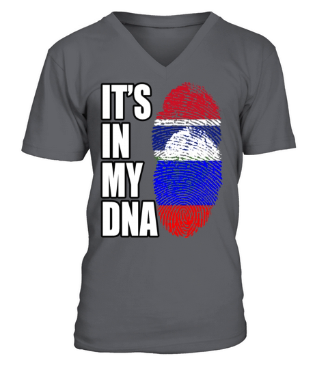 Gambian And Russian Mix Heritage DNA Flag V-Neck T-shirt