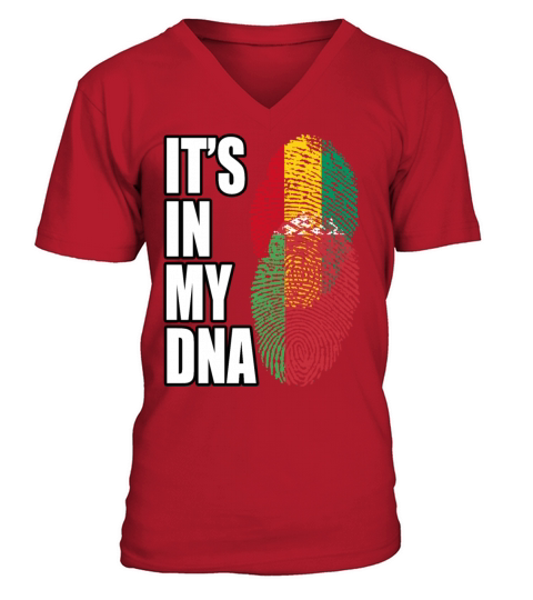 Guinean And Belarusian Mix Heritage DNA Flag V-Neck T-shirt