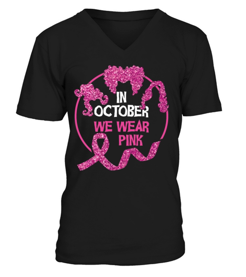 Halloween Wear Pink October Breast Cancer V-Neck T-shirt