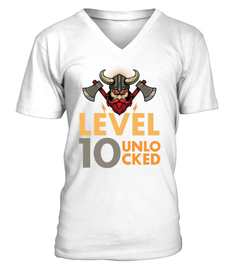 Level 10 Unlocked Video Game Vintage Viking V-Neck T-shirt