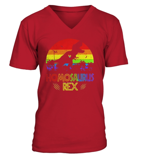Lgbt t rex homosaurus rex vintage V-Neck T-shirt