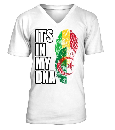 Malian And Algerian Mix Heritage DNA Flag V-Neck T-shirt