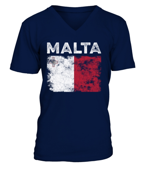 Malta Flag Distressed - Maltese Flag V-Neck T-shirt