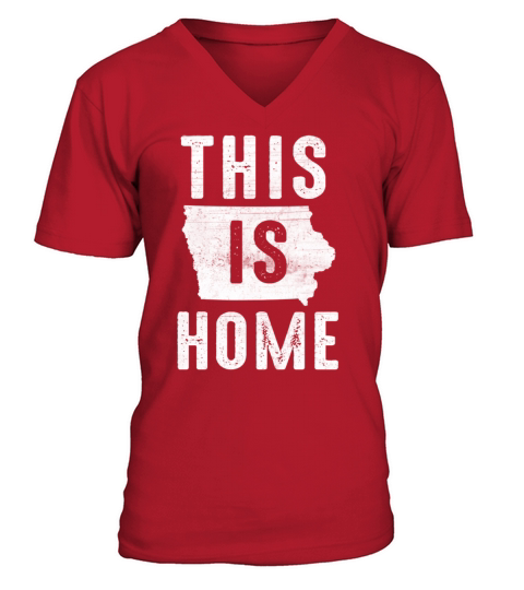 Map America US State Flag This Home Iowa V-Neck T-shirt