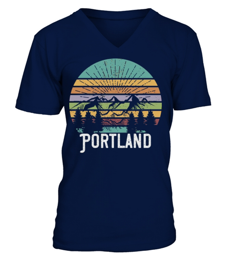 Portland Oregon Vintage Retro Mountain 70S 80S S V-Neck T-shirt