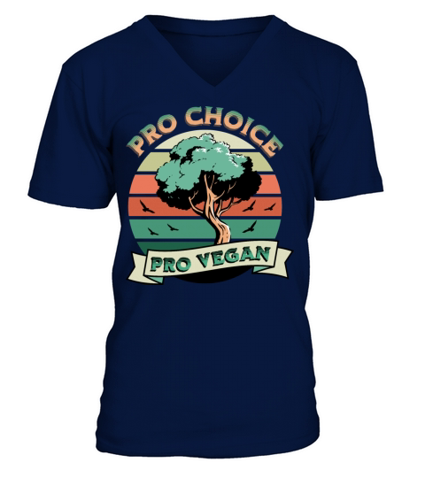 Pro Choice Pro vegan vintage sunset tree V-Neck T-shirt