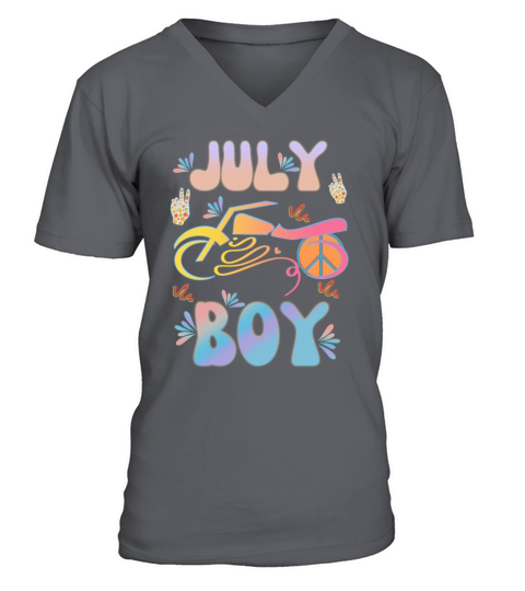 Retro July Boy Vintage Design V-Neck T-shirt