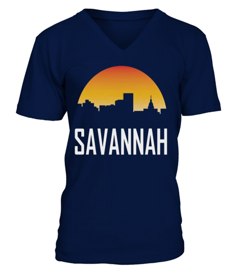 Savannah Georgia Sunset Skyline - Womenâ€™s Premium T-Shirt V-Neck T-shirt