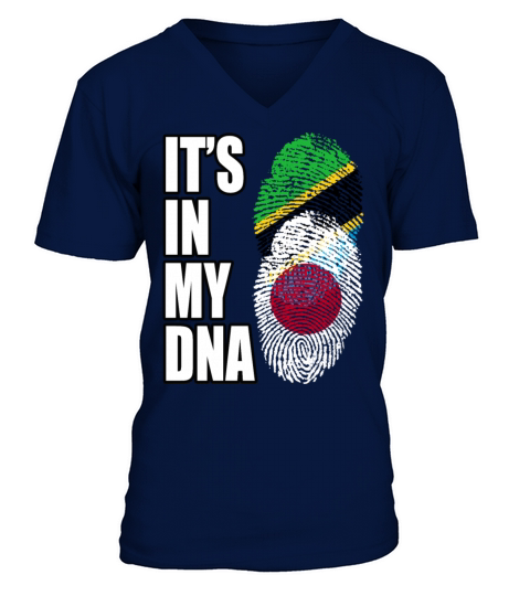 Tanzanian And Japanese Vintage Heritage DNA Flag V-Neck T-shirt