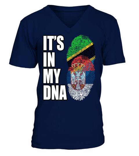 Tanzanian And Serbian Vintage Heritage DNA Flag V-Neck T-shirt