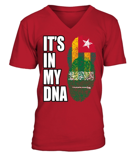 Togolese And Saudi Arabian Mix Heritage DNA Flag V-Neck T-shirt