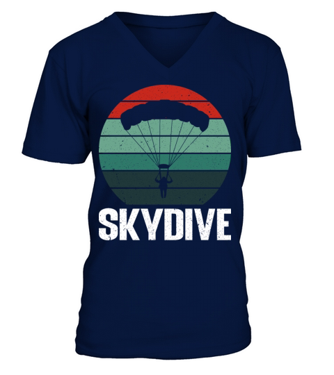 Vintage retro skydiving graphic design for skydive V-Neck T-shirt