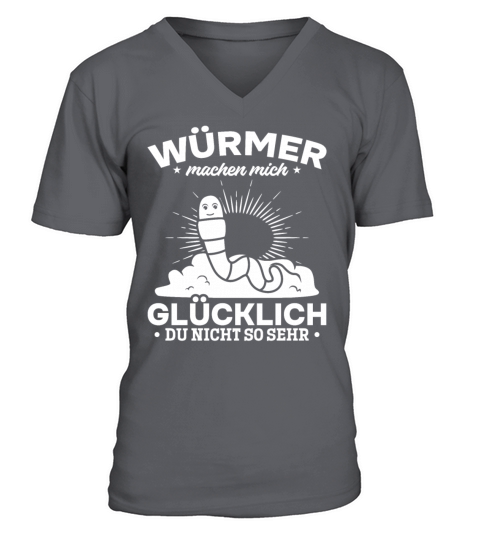 Worms Make Me Happy You Not So Much Funny Worm V-Neck T-shirt