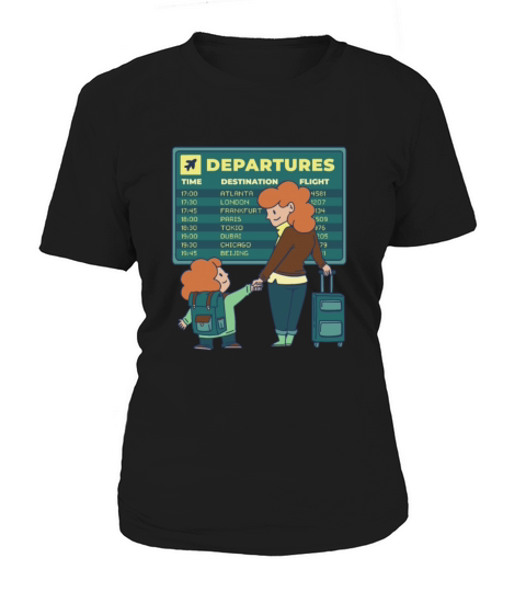 Airport Departures Flight Mom and Son traveling Ai Women's T-Shirt