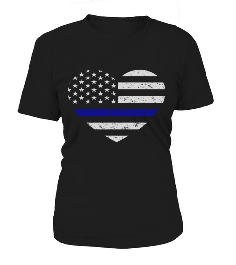Dünnes Blue Line Hemd-amerikanische Flaggen-Herz-Polizei Women's T-Shirt