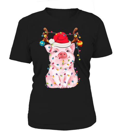 Merry Christmas Pig Lovers Christmas Reindeer Funny Gift Women's T-Shirt