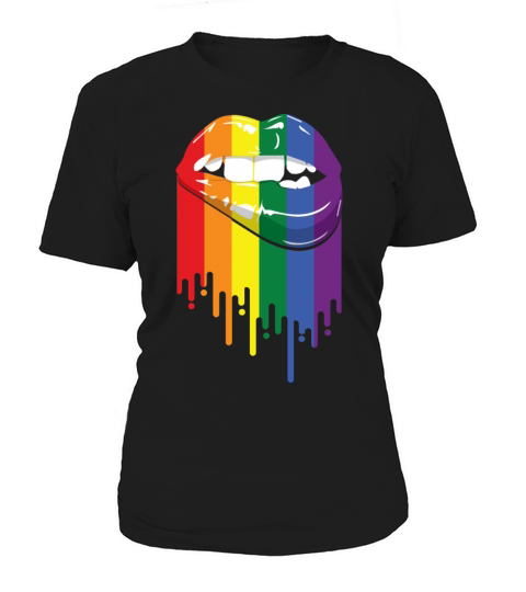 Retro Lipbite Illustration Lesbian Bisexual Cute Women's T-Shirt